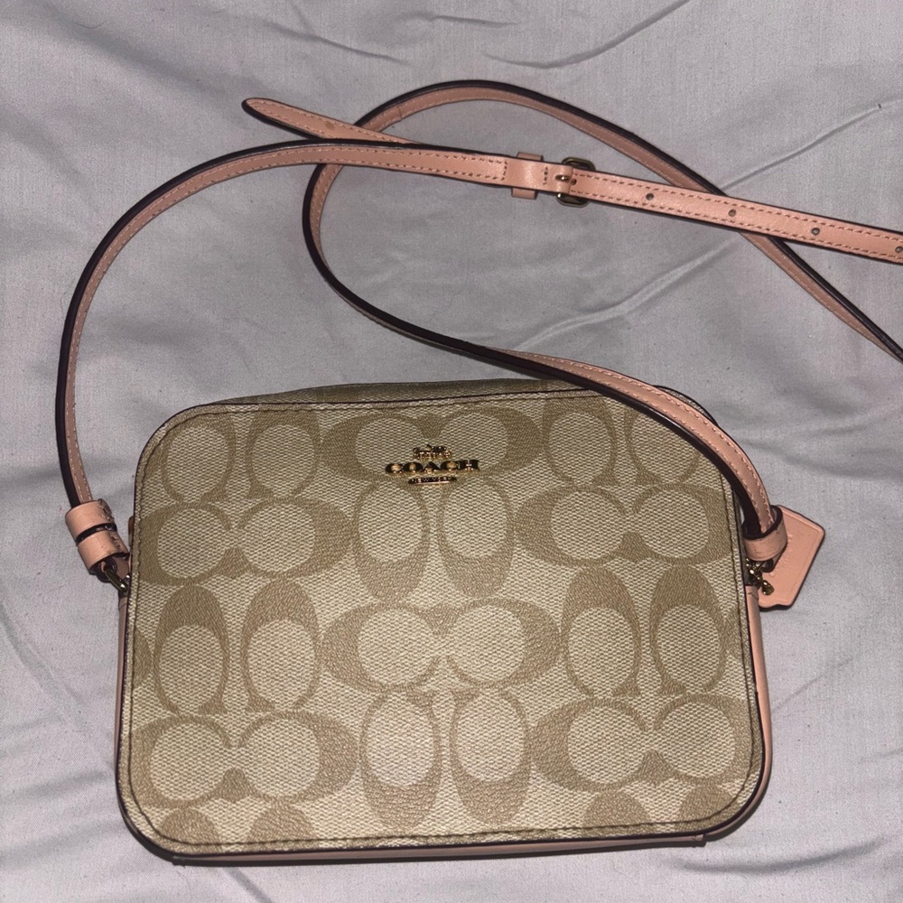 Coach Tan Crossbody Bag with Signature Monogram